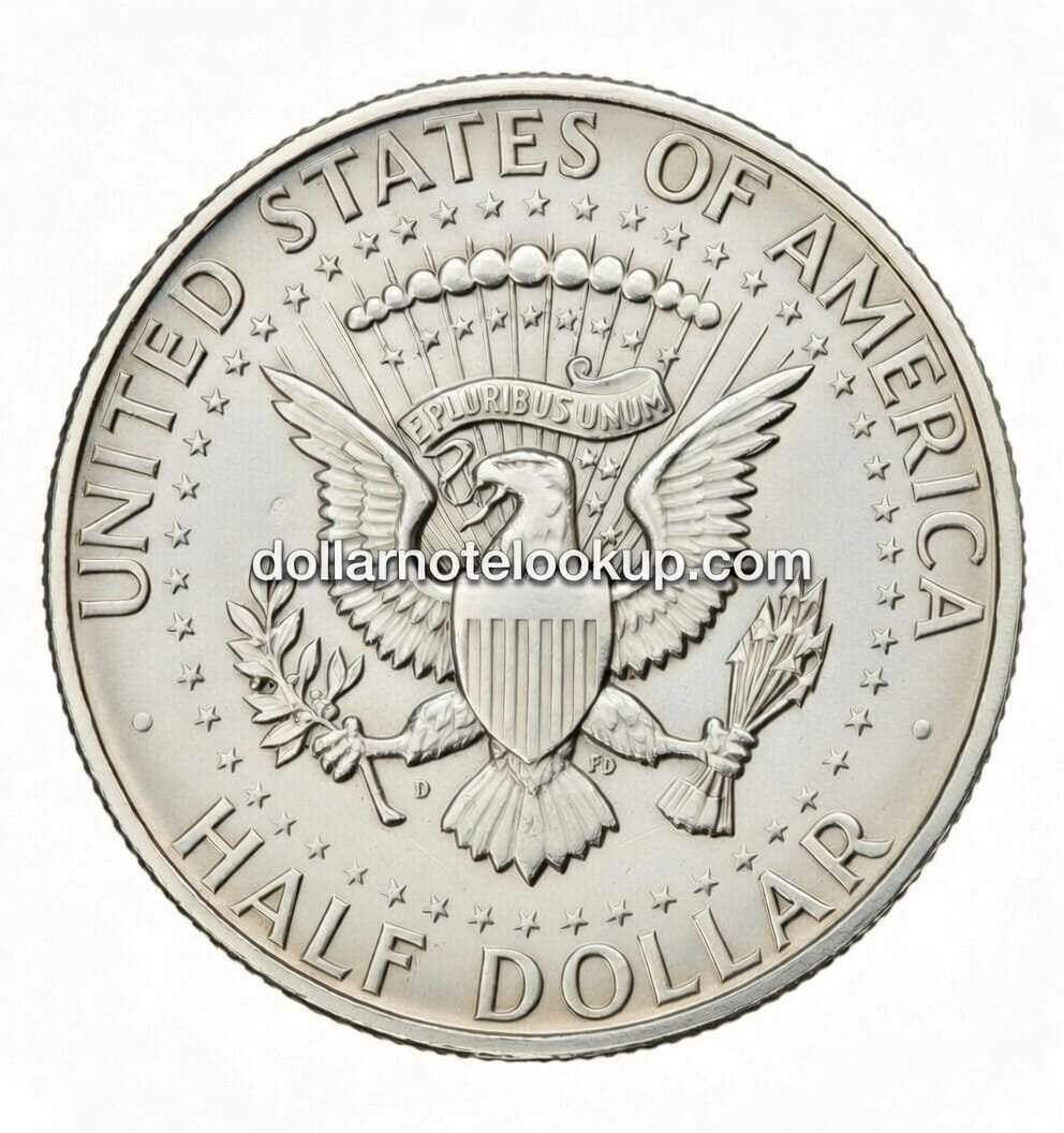Reverse of 1964 Kennedy Half Dollar showing Presidential Seal